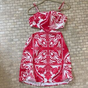SHEIN Red & White Cutout Mini Sundress